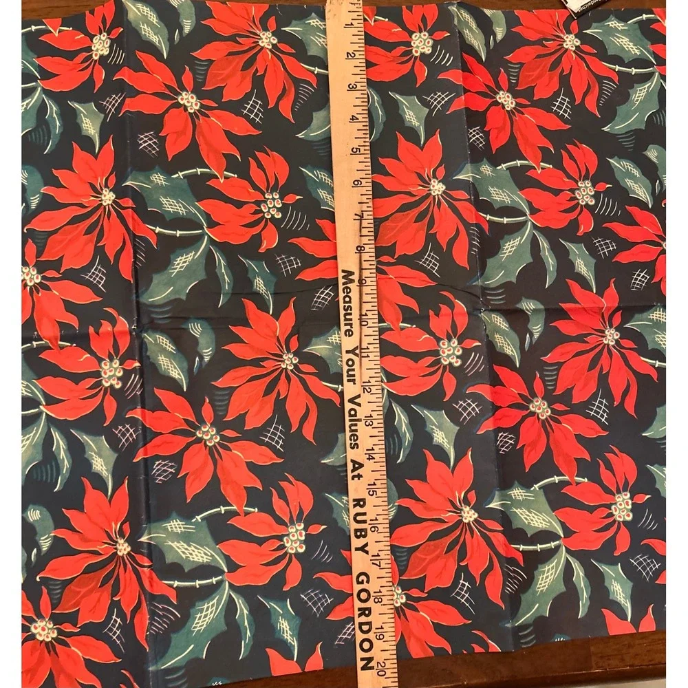 Vintage Christmas Poinsettia Gift Wrap Wrapping Papper UNUSED‎